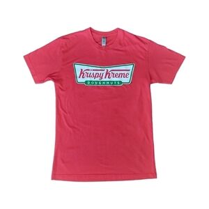 Women's Krispy Kreme Red Short Sleeve Crew Neck Logo Tee Size S Cotton Blend